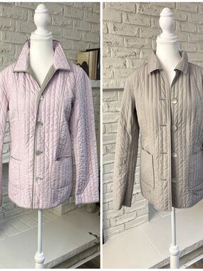 Reversible Quilted Barn Jacket | Pink & Olive Green | Size Small (18" PTP)